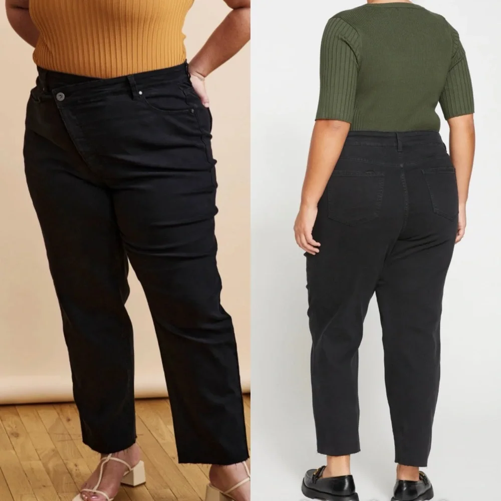 Universal Standard Katie High Rise Crossover Jeans - Broken Black - Picture 3 of 13